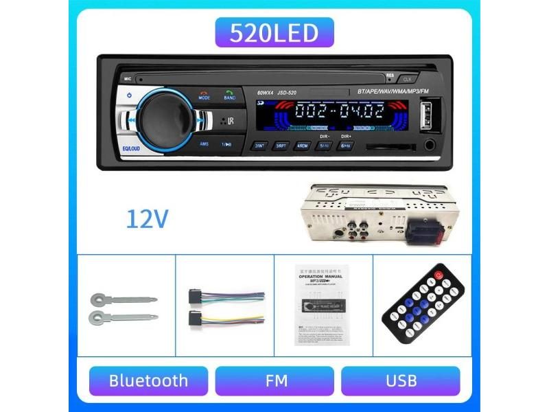 Jsd-520 12V Stereo Bluetooth FM Radio MP3 Audio Player USB/SD Port Car Radio Carousel 1