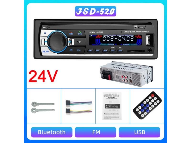 Jsd-520 12V Stereo Bluetooth FM Radio MP3 Audio Player USB/SD Port Car Radio Carousel 1