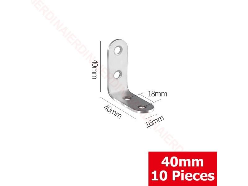NAIERDI 10PCS 90 Degree Stainless Steel Corner Brackets For Shelves Table Chair Carousel 1
