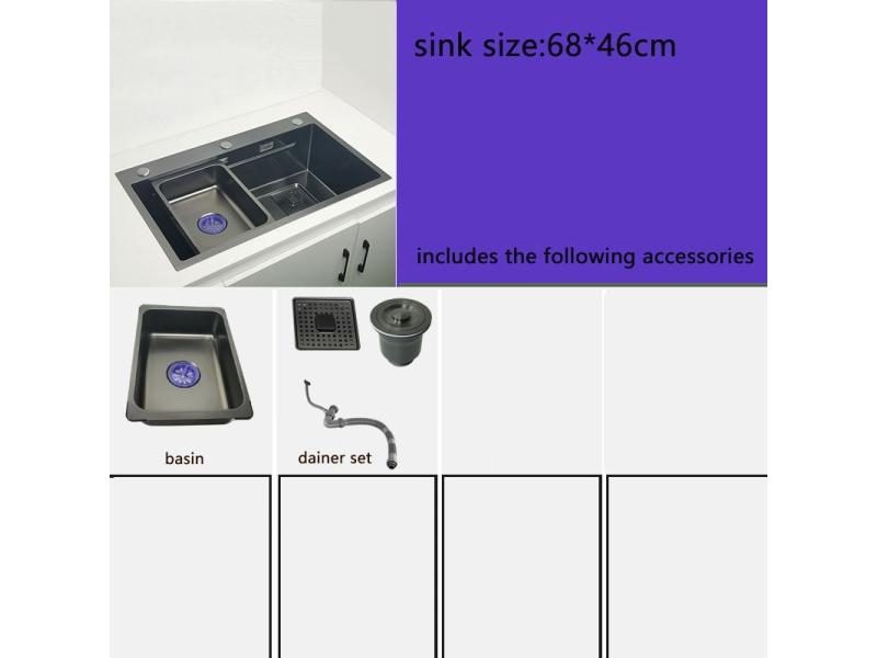 Matte Black 304 Stainless Steel Single Kitchen Sink With Chopping Board Carousel 1