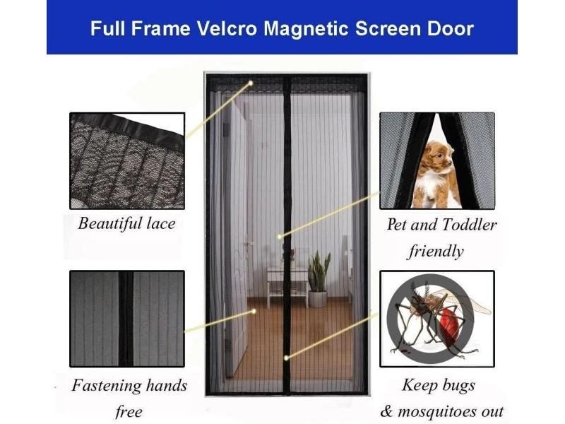 Reinforced Magnetic Screen Door Curtain Net For Insect Protection Room Division Carousel 1