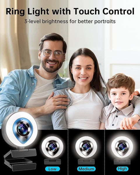 Ring Light Webcam With Microphone 1080p Camera With 3-level Brightness Carousel 4