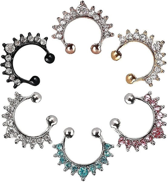 Fake Nose Rings 4-pcs Faux Nose Ring Hoop Set Nose Piercing Jewelry Adjustable Carousel 1