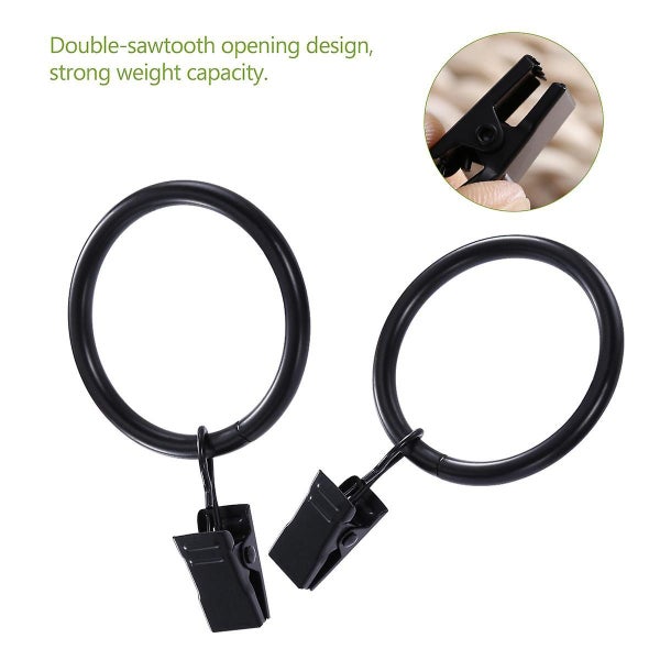 20pcs Vintage Rustproof Drapery Ring With Hook Curtain Clip Ring black Carousel 1
