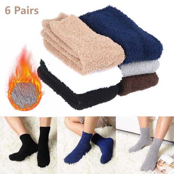 6 Pairs Cosy Bed Socks Mens Fluffy Home Sock Thick Indoor Winter Warm Carousel 1