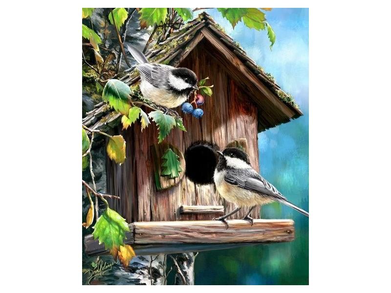 HUACAN Cross Stitch Bird Animal Needlework Sets For Full Embroidery Winter Carousel 1