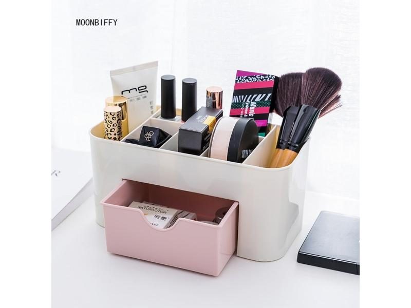 Double Layer Plastic Makeup Organizer Storage Box For Cosmetics Jewelry Carousel 2