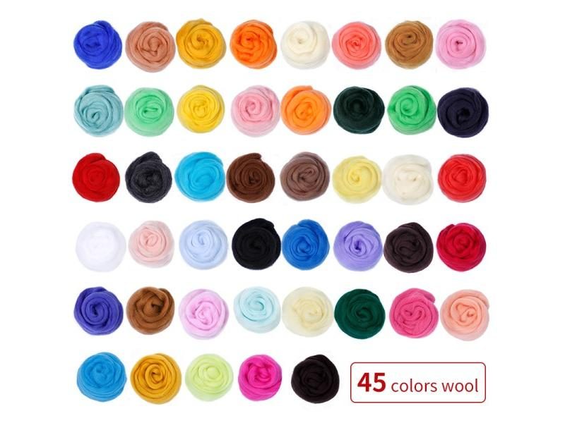 LMDZ 24/45 Colors DIY Wool Felt Kit Handmade Needle Felting Kit Starter Kit Carousel 1