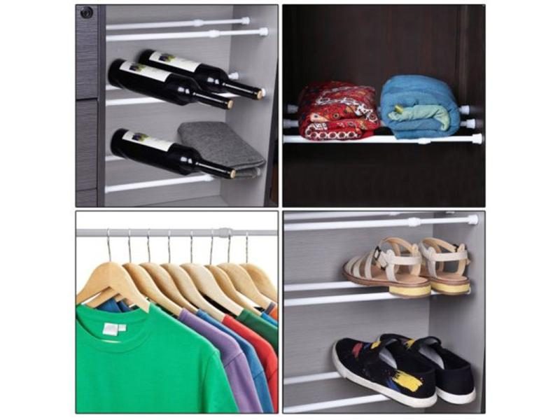 Hot Curtain Rail Pole Rod Telescopic High Carbon Steel For Bathroom Shower Carousel 2