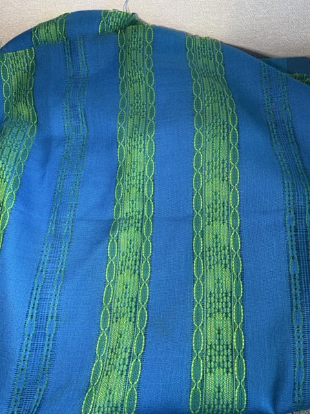 AWESOME VINTAGE 1970's CURTAIN FABRIC - TEAL BLUE / GREEN - 150cm x 1.2m Carousel 1