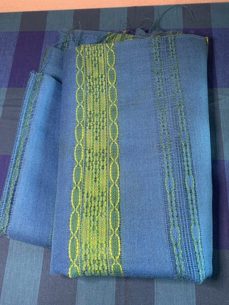 AWESOME VINTAGE 1970's CURTAIN FABRIC - TEAL BLUE / GREEN - 150cm x 1.2m Carousel 5