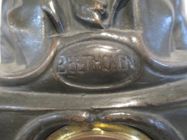 BEETHOVEN BRONZED FIGURE RARE METAL CLOCK. GERMAN MOVEMENT Carousel 2