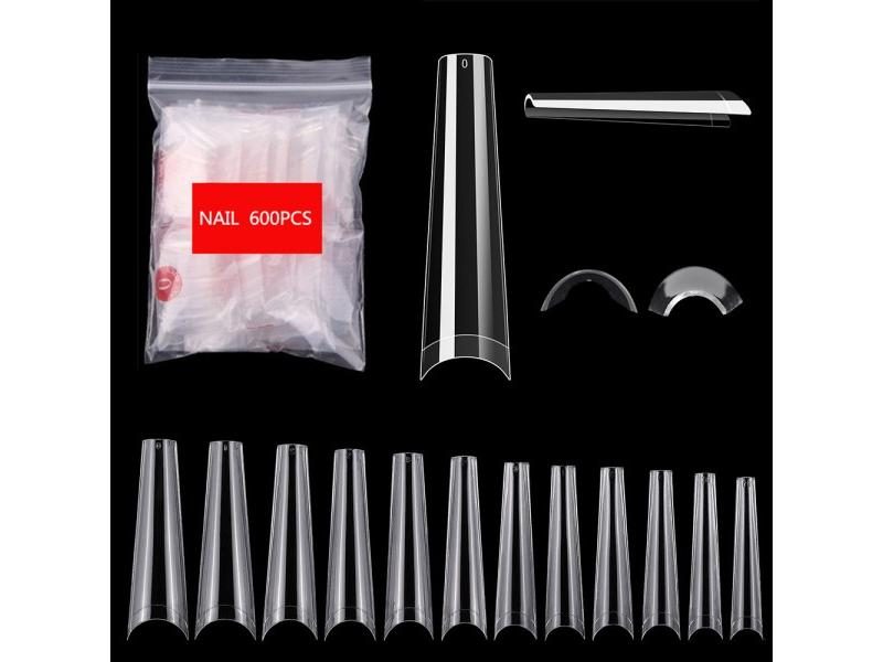 600pcs/120pcs Extra Long False Nail French XXL Coffin Acrylic Half Nail Tips Carousel 2