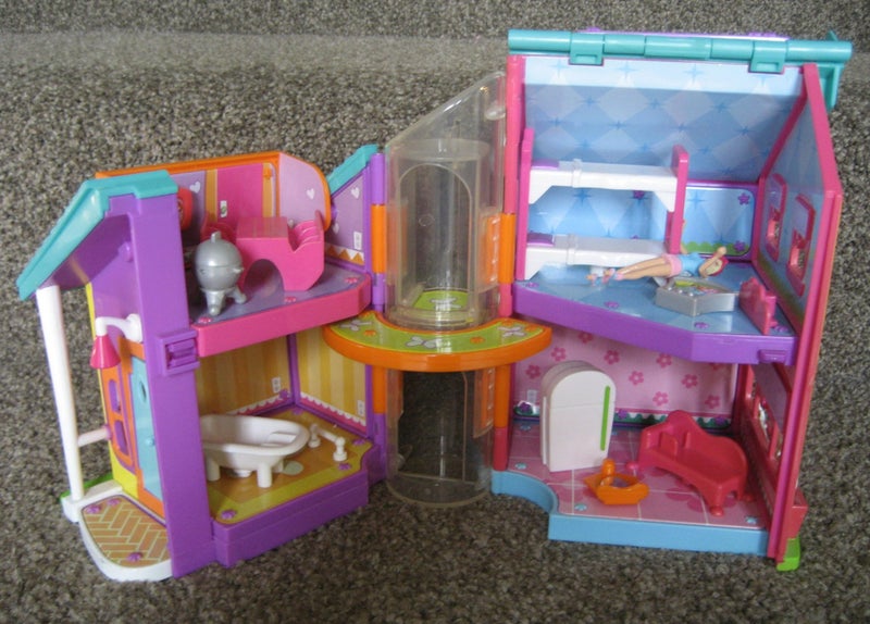POLLY POCKET DOLLS PLAYSET Hanging out house Lift and Furniture Carousel 1