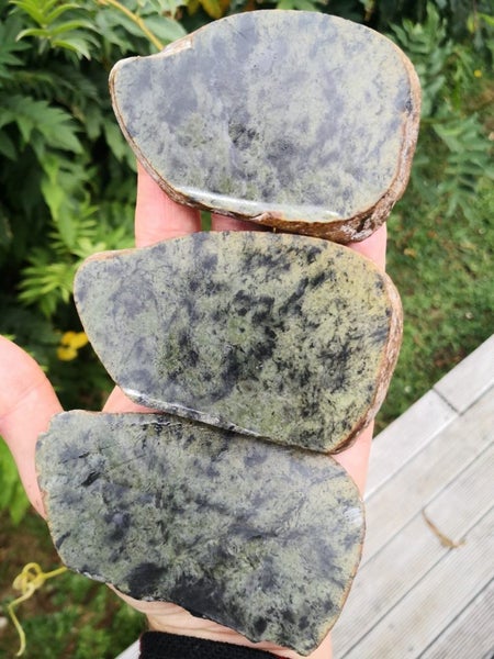 Pounamu greenstone carving slabs Triplets same stone nelson flower nephrite Carousel 1