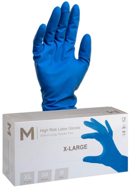 High Risk Latex Examination Gloves Powder Free - Cobalt Blue, XL, 300mm Cuff,... Carousel 1