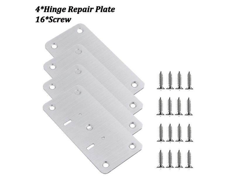 2/4Pcs Kitchen Cabinet Hinge Repair Plate Stainless Steel Furniture Drawer Carousel 1