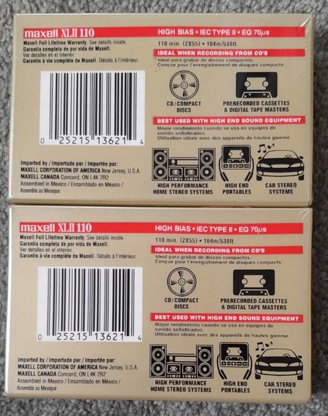 Blown away! 2 x Maxell XLII 110 min (Type II) Blank Audio Cassette Tapes -sealed Carousel 2