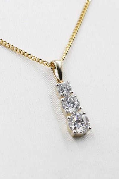 14kt Gold Set TDW 1ct Solitaire Lab Grown Diamond Pendent Carousel 1
