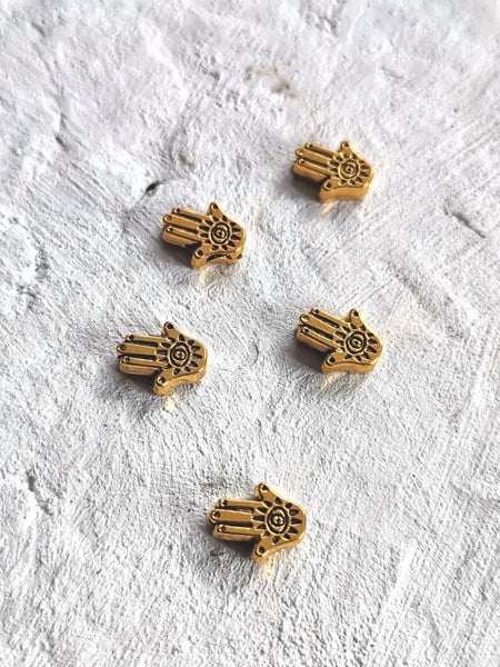Aged Gold Hamsa Spacer Beads X5 Carousel 1