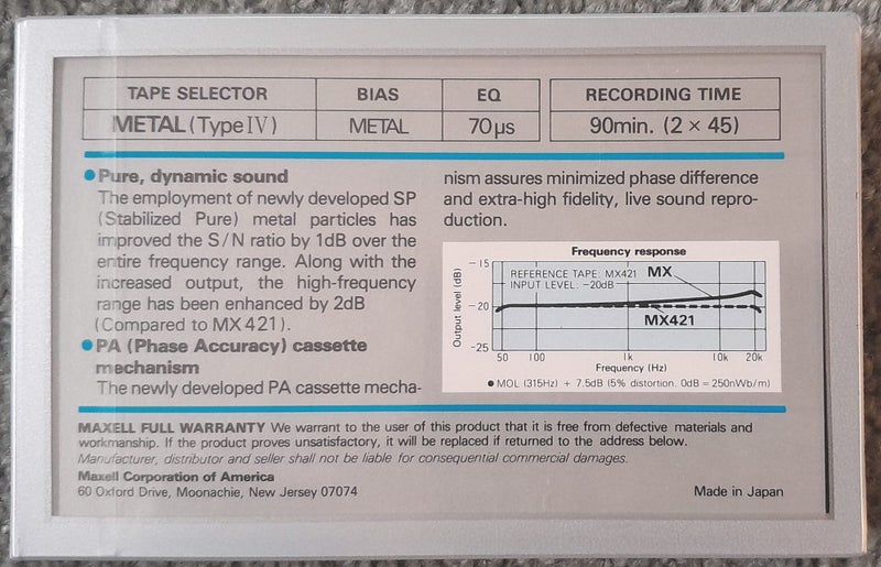 Top! Maxell MX-90 Metal (Type IV) Blank Audio Cassette Tape (Japan new/sealed) Carousel 2