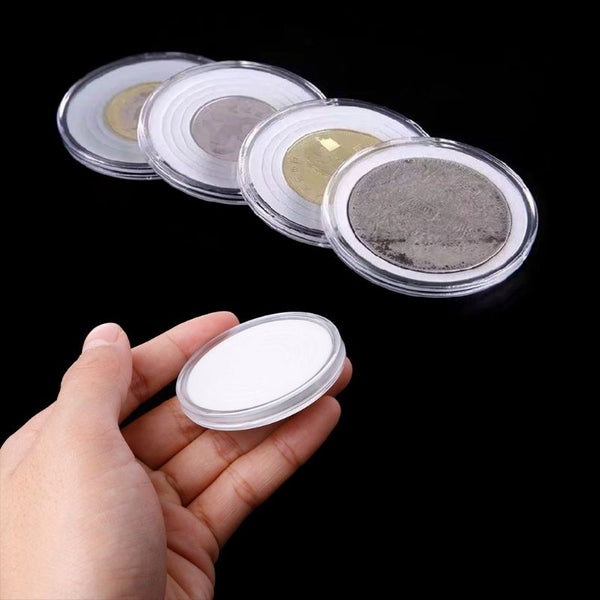 1pcs 46mm Plastic Coin Holder Capsule Case Box With 5 Sizes Pad Rings New Carousel 1