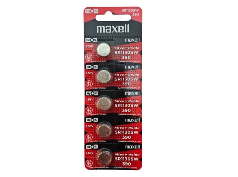 390 Maxell silver oxide - 5 watch batteries / SR1130SW Carousel 1