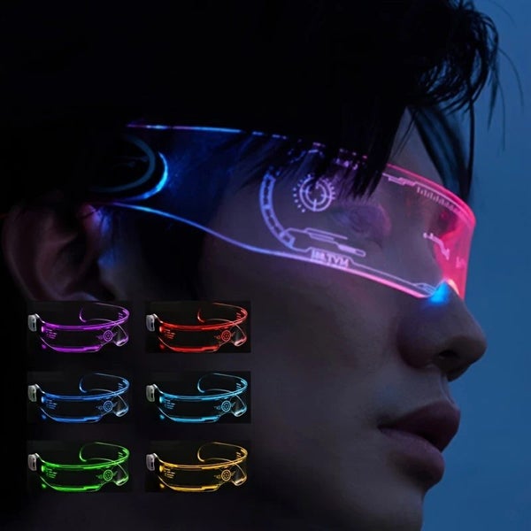 NEW LED Light-Up Glasses - 7 Color Cyberpunk Sci-Fi Goggles for Parties Carousel 2