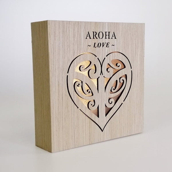 LED Kiwiana Block - 'Aroha - Love - Heart' Carousel 1