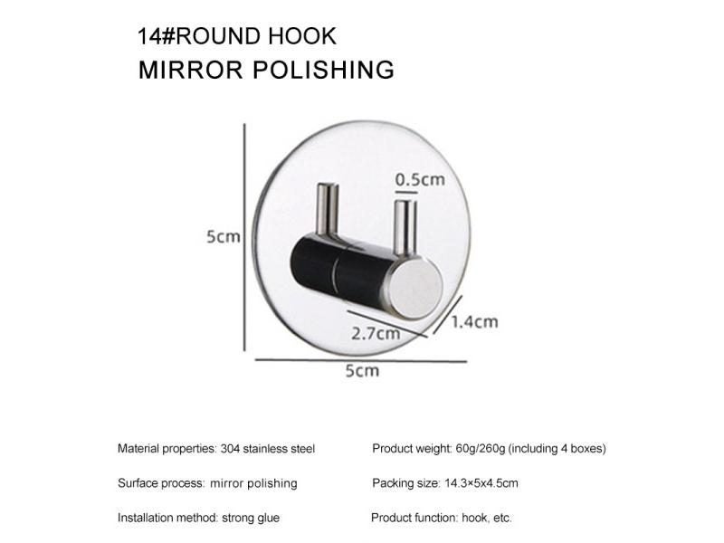 304 Stainless Steel Door Wall Clothes Towel Hook Metal Bathroom Kitchen Carousel 1