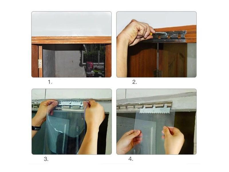 Windproof Door Curtain PVC Transparent Air-conditioning Soft Curtain Hanging Carousel 1