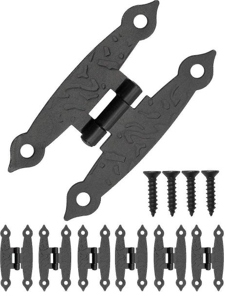 Set Of 6 Metal Hinges In Weathered Metal For Cabinets, Cupboard Doors, Chests, Carousel 1