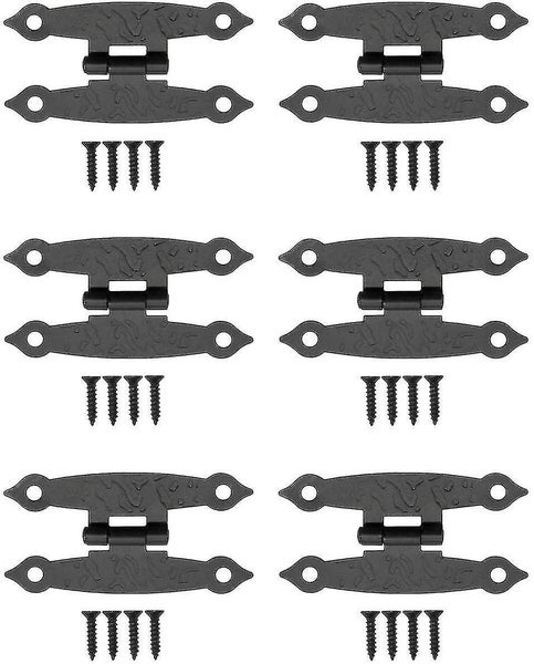 Set Of 6 Metal Hinges In Weathered Metal For Cabinets, Cupboard Doors, Chests, Carousel 2