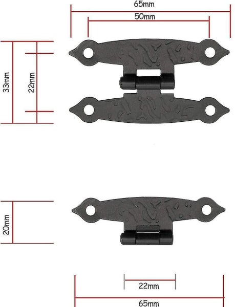 Set Of 6 Metal Hinges In Weathered Metal For Cabinets, Cupboard Doors, Chests, Carousel 3