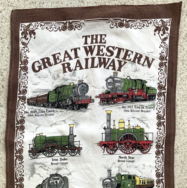 ** RETRO TEA TOWEL ** PURE COTTON ** THE GREAT WESTERN RAILWAY ** Carousel 1