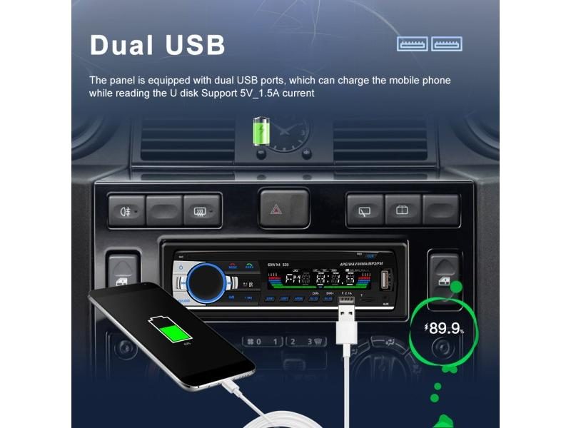 Podofo Autoradio 1 Din Bluetooth Radio Car 12V USB SD AUX-IN MP3 Player FM Auto Carousel 2
