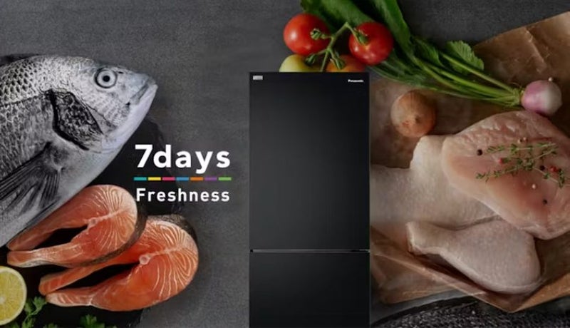 Panasonic 380L Bottom Mount Fridge Freezer - Black Steel Carousel 10