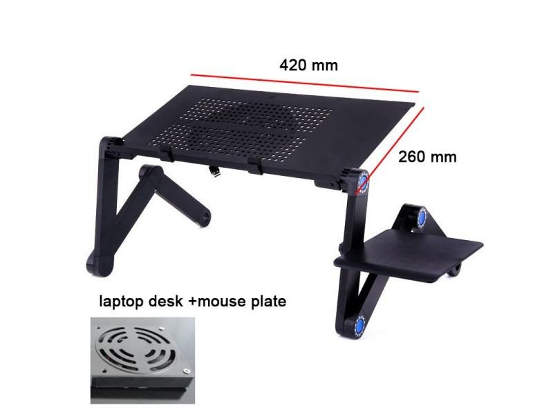 Adjustable Laptop Desk Stand Cooler Fan Portable Ergonomic Lapdesk For Bed Sofa Carousel 2