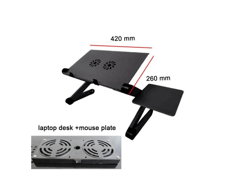 Adjustable Laptop Desk Stand Cooler Fan Portable Ergonomic Lapdesk For Bed Sofa Carousel 1
