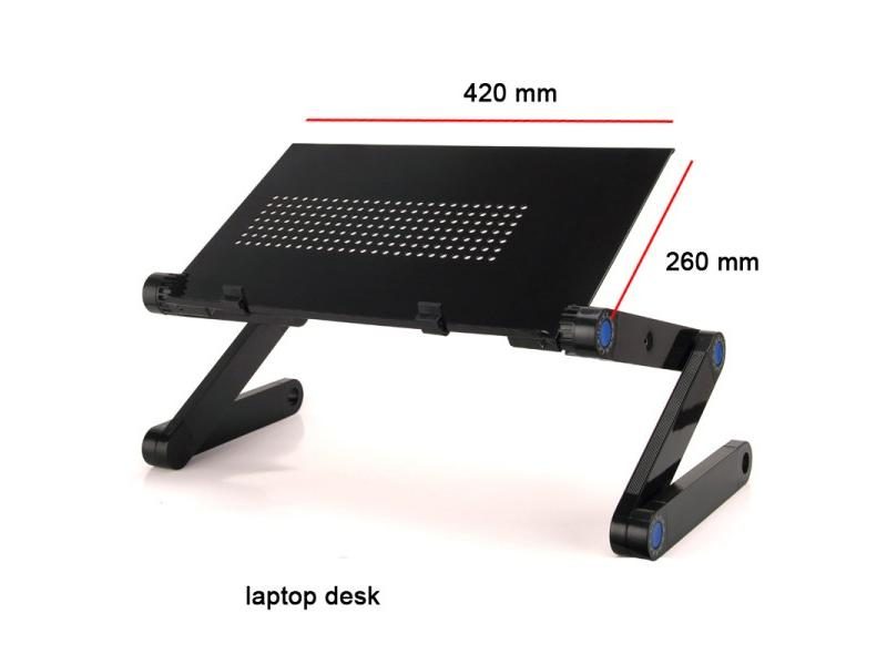 Adjustable Laptop Desk Stand Cooler Fan Portable Lapdesk For Bed Sofa PC Carousel 1