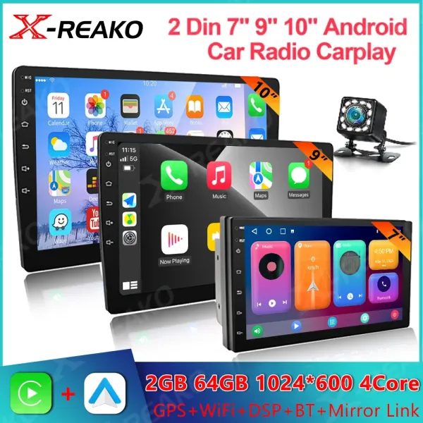 X REAKO 7 9 10 Inch 2 Din MP5 Player HD IPS Android 12 2 32 2 64G Carousel 2