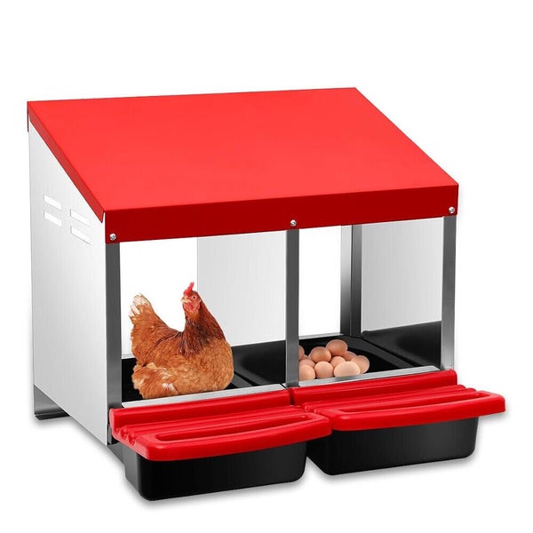 Vaka Chicken Hen Coop Hutch 2 Hole Inside Outside Roll Away Lay Egg Nesting Box Carousel 1