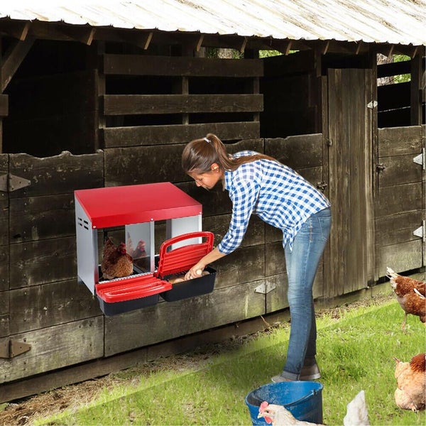 Vaka Chicken Hen Coop Hutch 2 Hole Inside Outside Roll Away Lay Egg Nesting Box Carousel 8