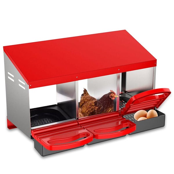 Vaka Chicken Hen Coop Hutch 3 Hole Inside Outside Roll Away Lay Egg Nesting Box Carousel 1