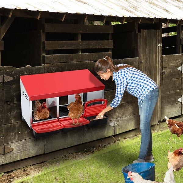 Vaka Chicken Hen Coop Hutch 3 Hole Inside Outside Roll Away Lay Egg Nesting Box Carousel 8
