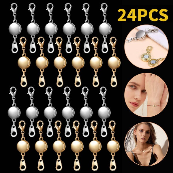 24pcs Strong Magnetic Lobster Clasps Jewelry Necklace Converter Extender Hook... Carousel 10