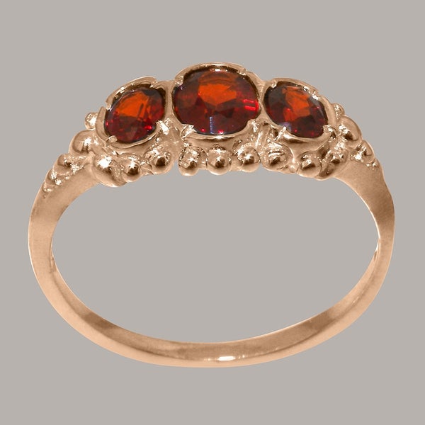 18ct Rose Gold Garnet ring Womens Trilogy Ring Carousel 1