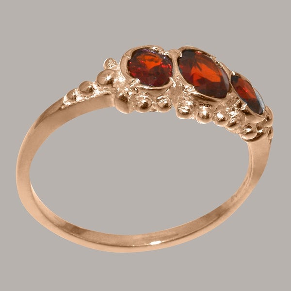18ct Rose Gold Garnet ring Womens Trilogy Ring Carousel 2