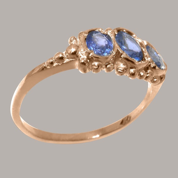 9ct Rose Gold Sapphire ring Womens Trilogy Ring Size Y 1/2 Carousel 2
