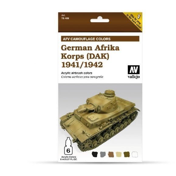 Vallejo AV78410 Model Air Afv German Afrika Korps 1942/44 (Dak) 6 Colour Set Carousel 1